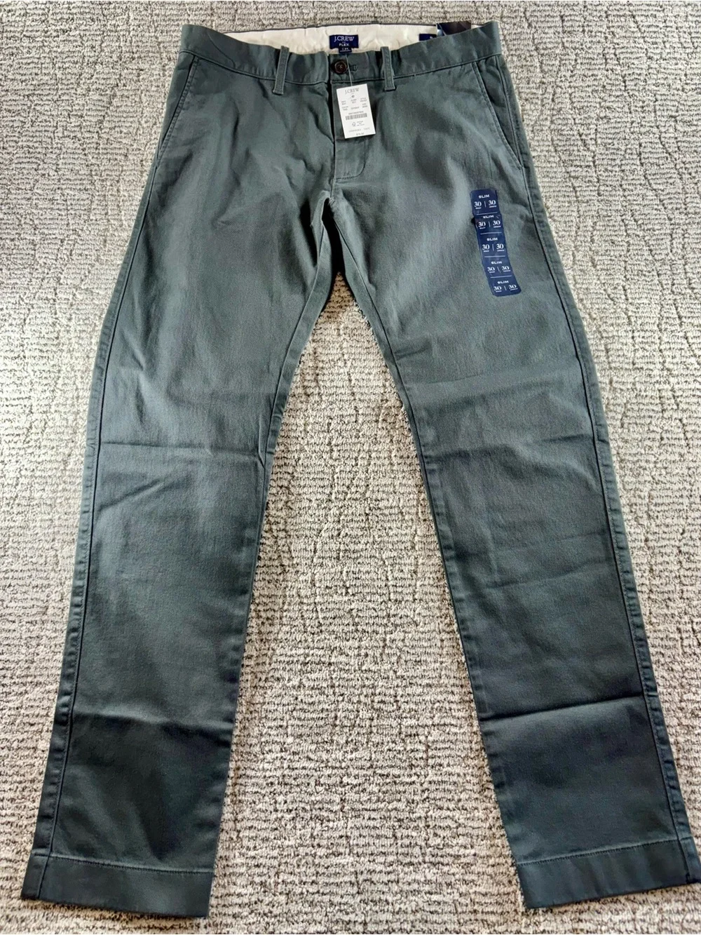 NWT J. Crew Men’s 30/30 Slate Gray Slim Fit Flex Chino Pants